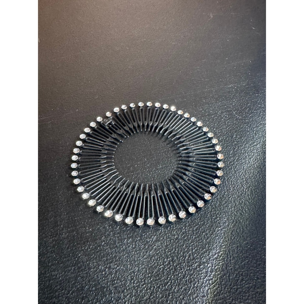 Black Flexible Circular Stretch Comb Headband with Clear Rhinestones Hair Tool